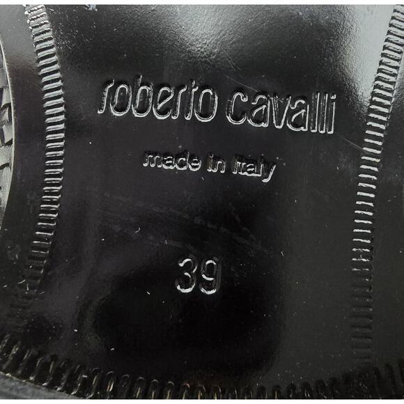 Roberto Cavalli Men\'s Night Woven Leather Loafers Black Size 39 EU/ 6 US.